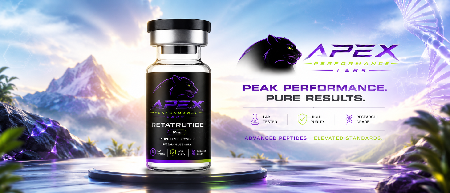 Apex Labs Australia — 99%+ purity, HPLC-MS verified research peptides, dispatched same day from Australia
